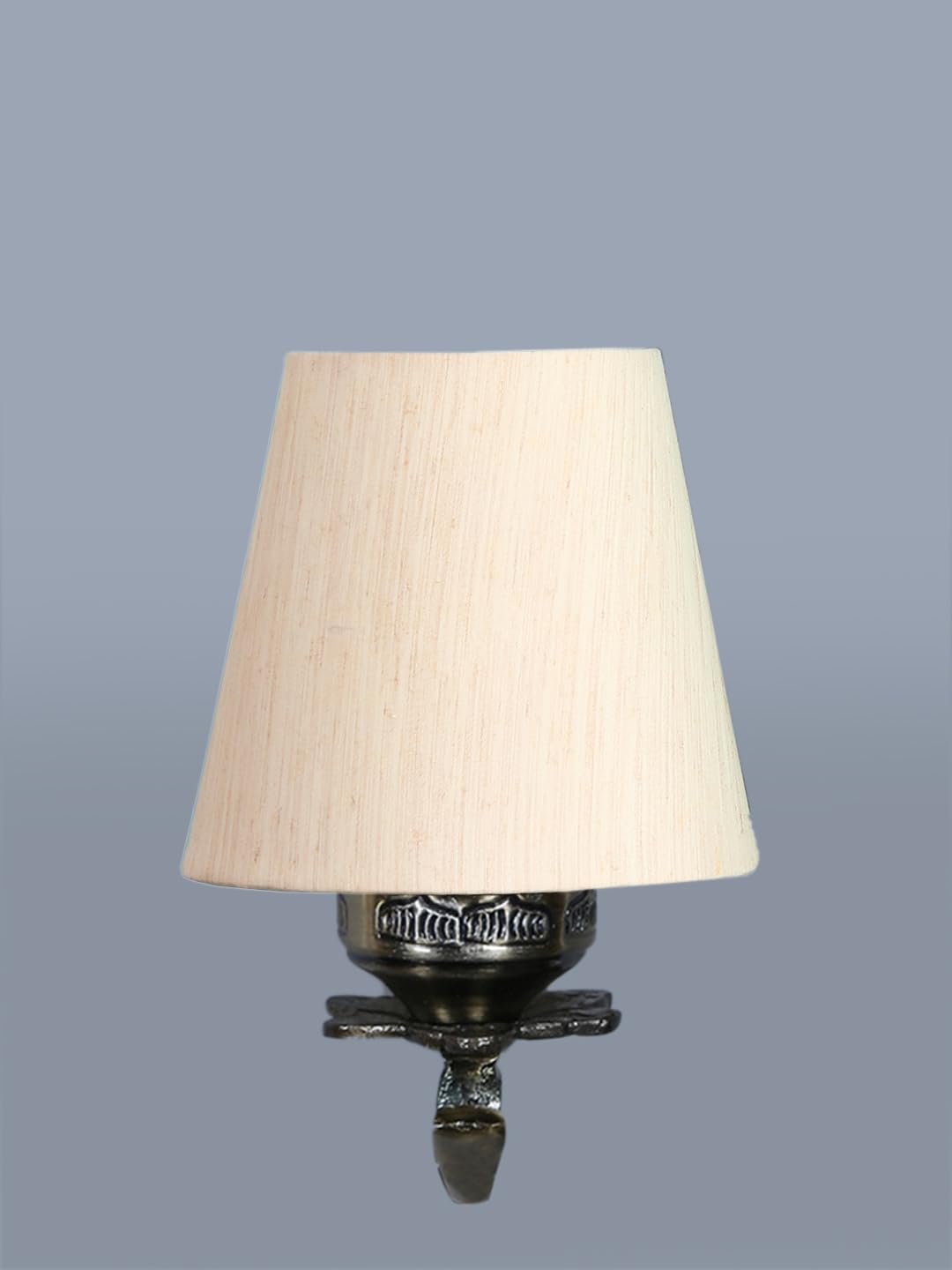 Antique Gold Wall Lamp for Office/Home/Gifting with Cotton conical Off-White Shade(7x5.5x9.25) Inches -1