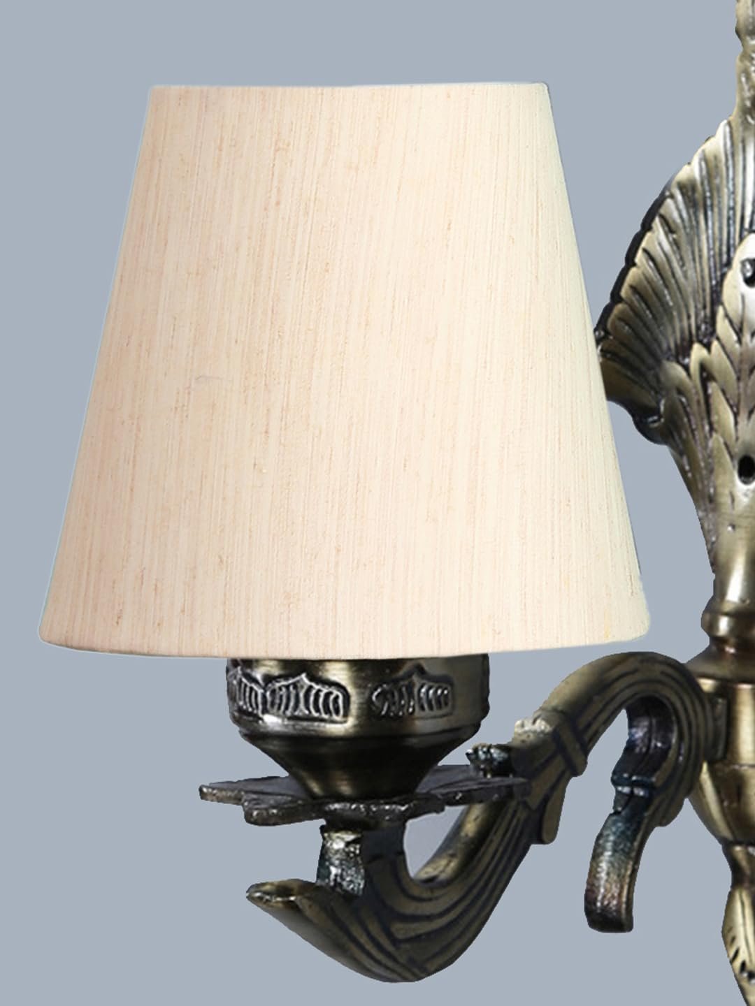 Antique Gold Wall Lamp for Office/Home/Gifting with Cotton conical Off-White Shade(7x5.5x9.25) Inches -1