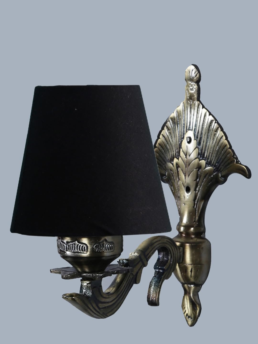 Antique Gold Wall Lamp for Office/Home/Gifting with Cotton conical Black Shade(7x5.5x9.25) Inches -2