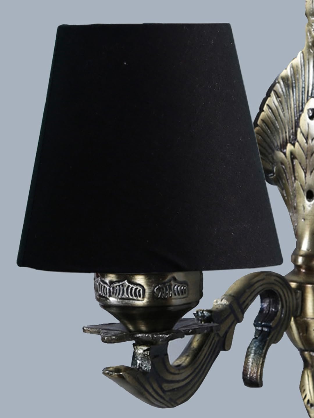 Antique Gold Wall Lamp for Office/Home/Gifting with Cotton conical Black Shade(7x5.5x9.25) Inches -2