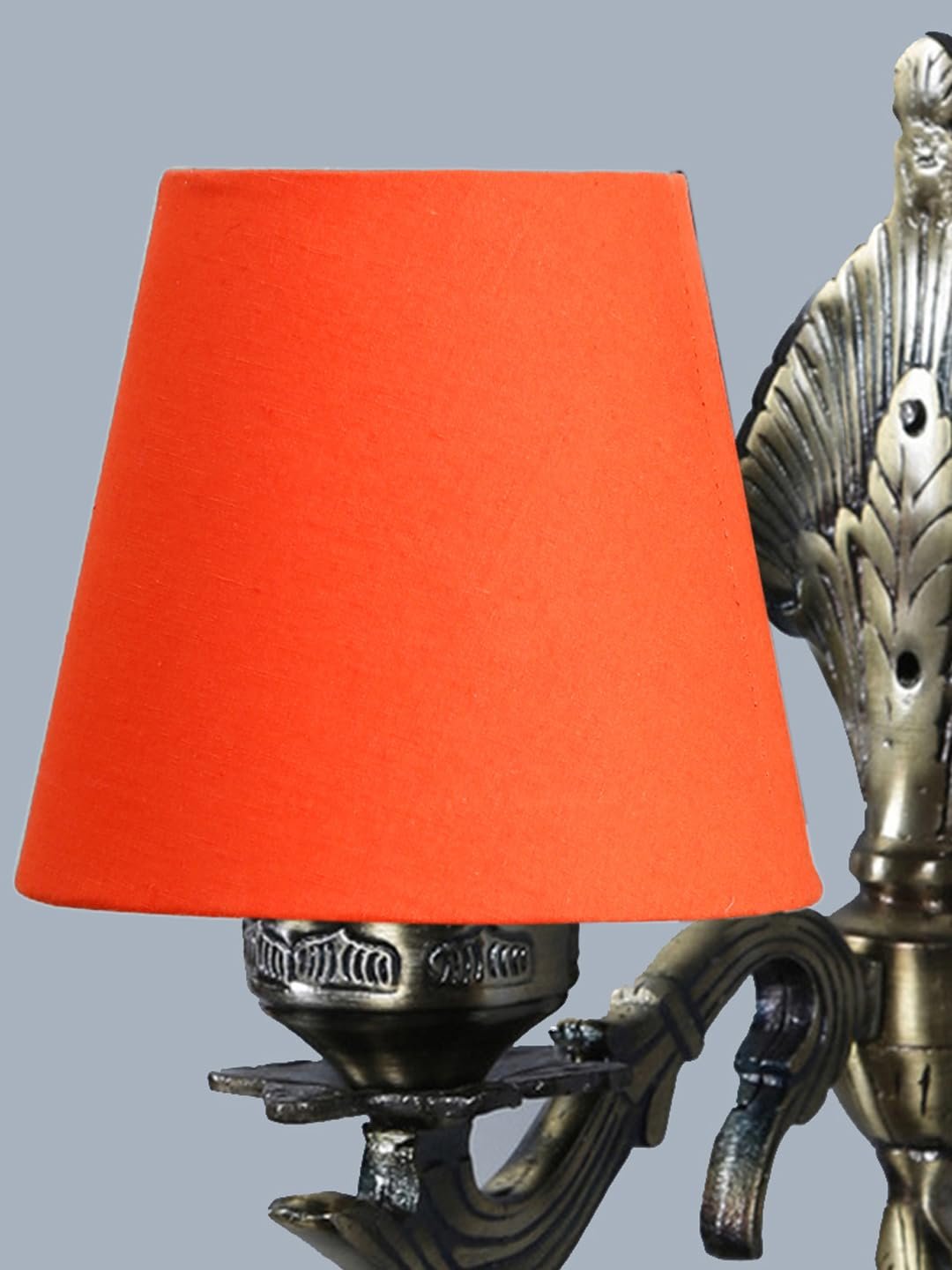Antique Gold Wall Lamp for Office/Home/Gifting with Cotton conical Orange Shade(7x5.5x9.25) Inches-4