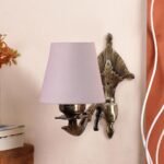 Antique Gold Wall Lamp for Office/Home/Gifting with Cotton conical Grey Shade(7×5.5×9.25) Inches -6