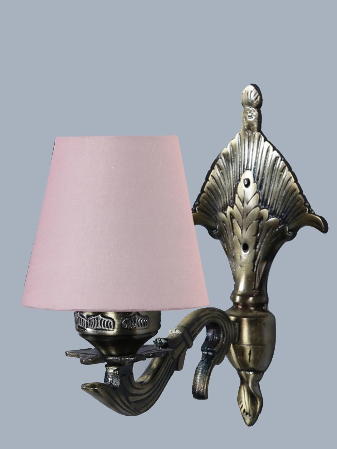 Antique Gold Wall Lamp for Office/Home/Gifting with Cotton conical Grey Shade(7x5.5x9.25) Inches -6