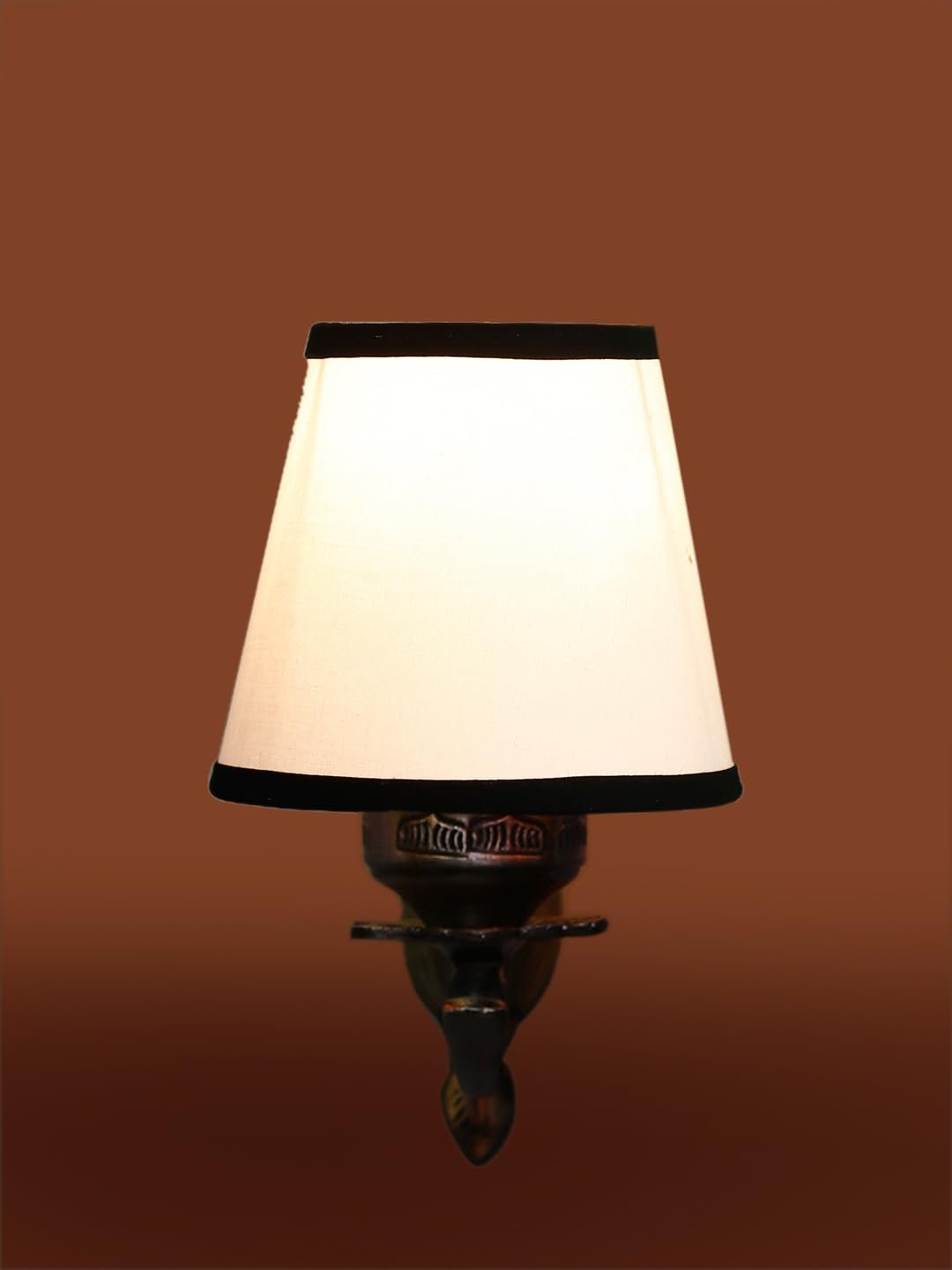 Antique Gold Wall Lamp for Office/Home/Gifting with Cotton conical White & Black Shade(7x5.5x9.25) Inches -7