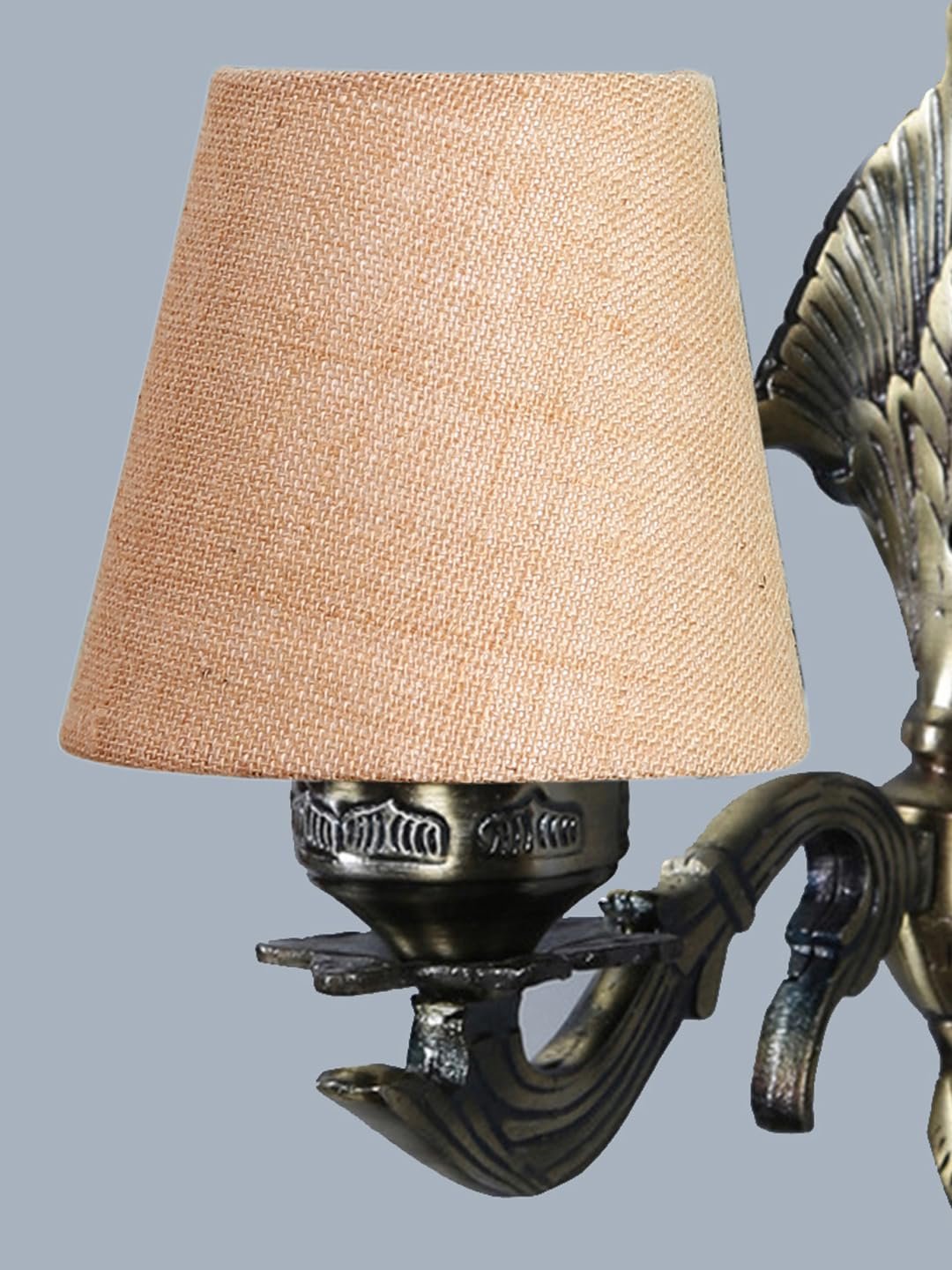 Antique Gold Wall Lamp for Office/Home/Gifting with Jute conical Beige Shade(7x5.5x9.25) Inches -8