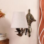 Antique Gold Wall Lamp for Office/Home/Gifting with Jute conical White Shade(7×5.5×9.25) Inches -9