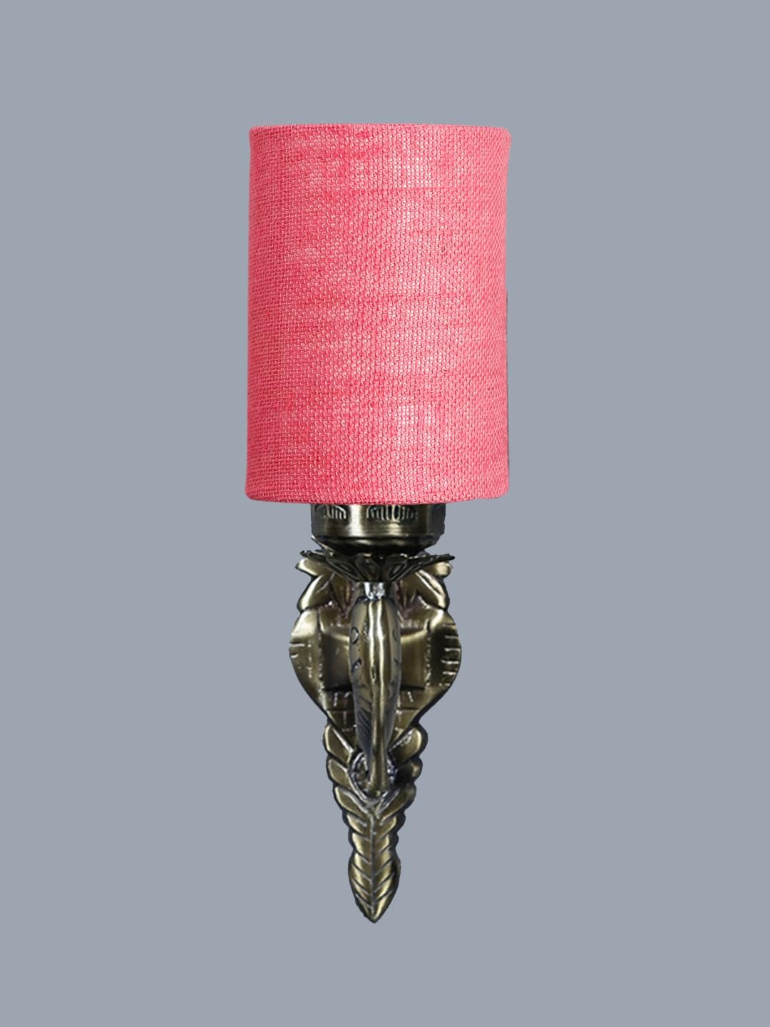 Antique Gold Wall Lamp for Office/Home/Gifting with Jute Pink Shade(8x4.25x11) Inches -100