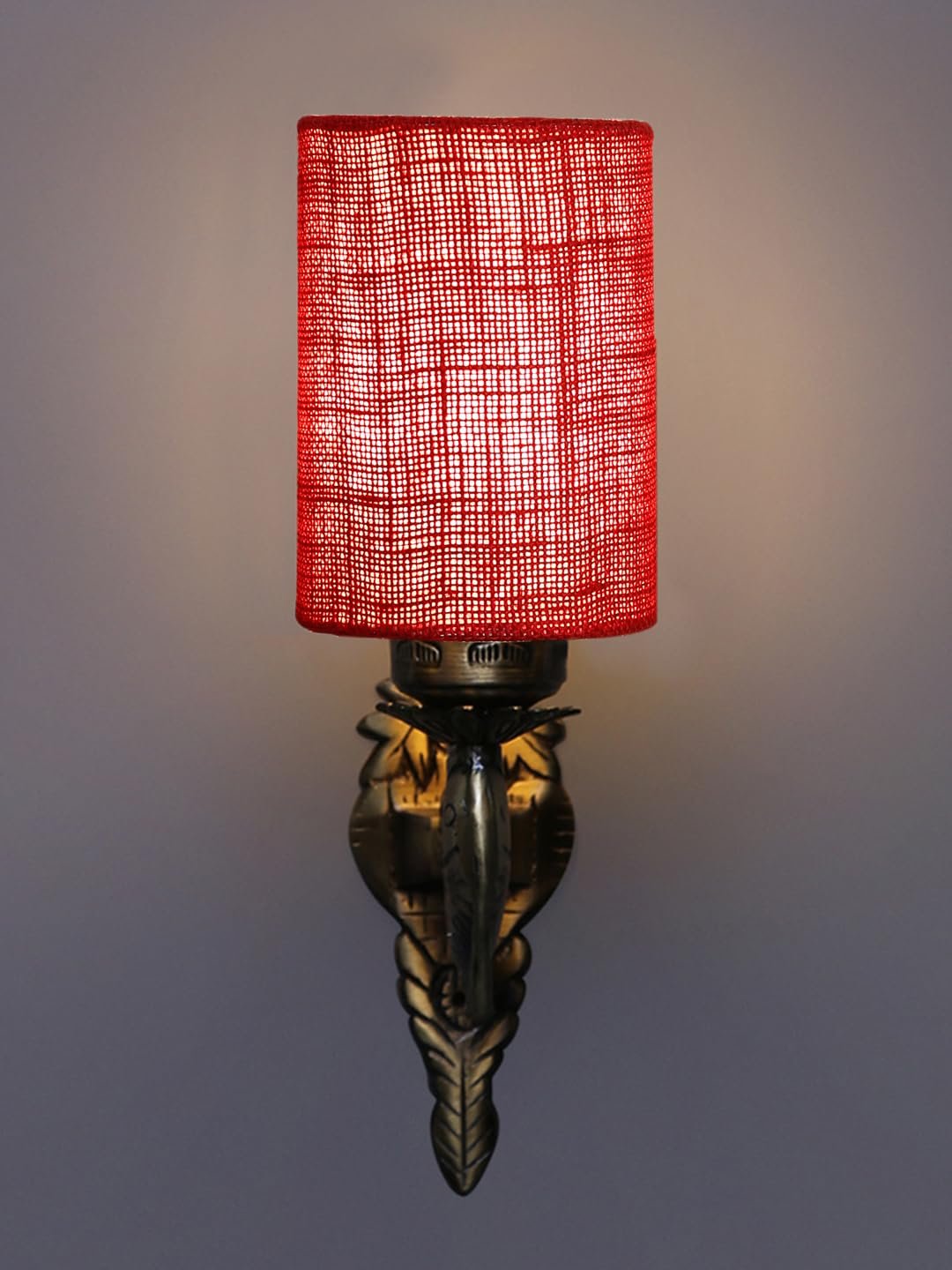 Antique Gold Wall Lamp for Office/Home/Gifting with Jute Maroon Shade(8x4.25x11) Inches -101