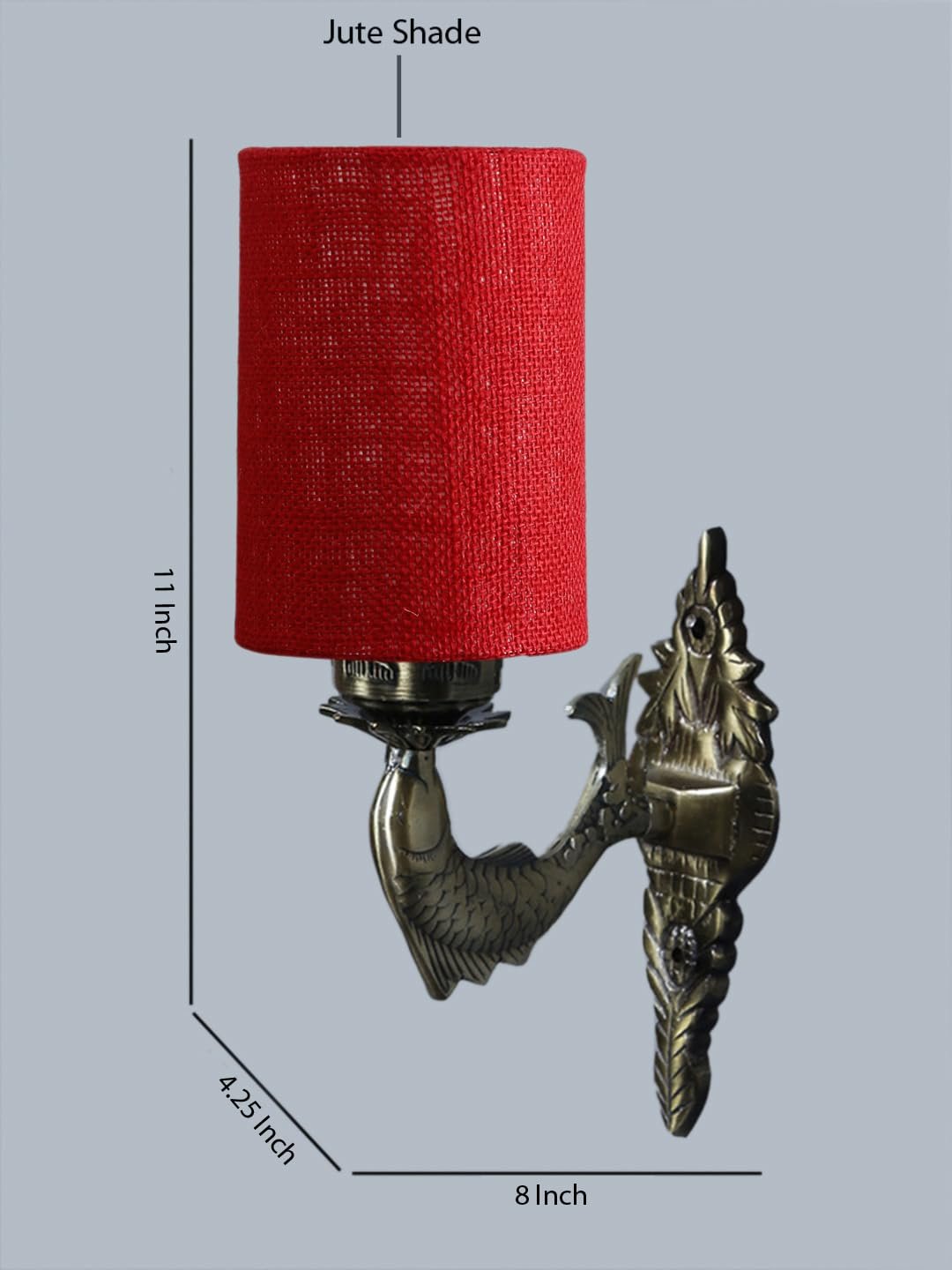 Antique Gold Wall Lamp for Office/Home/Gifting with Jute Maroon Shade(8x4.25x11) Inches -101