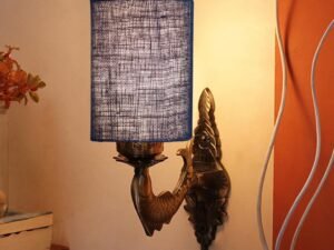 Antique Gold Wall Lamp for Office/Home/Gifting with Jute Blue Shade(8×4.25×11) Inches -102