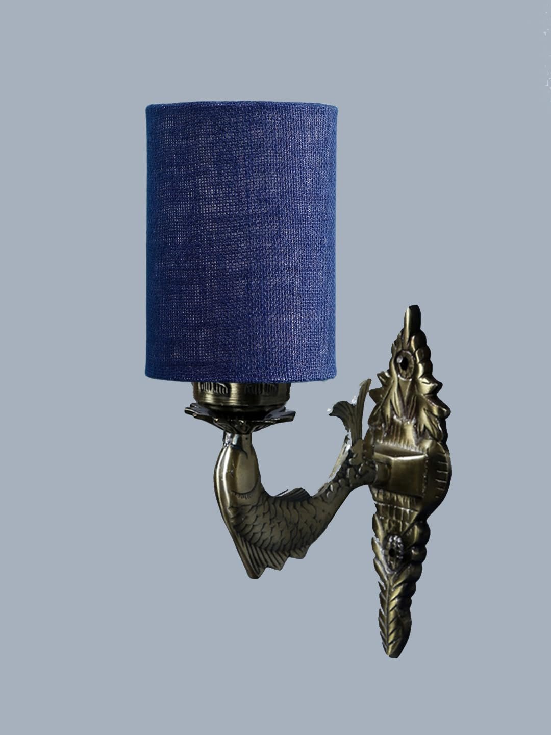 Antique Gold Wall Lamp for Office/Home/Gifting with Jute Blue Shade(8x4.25x11) Inches -102