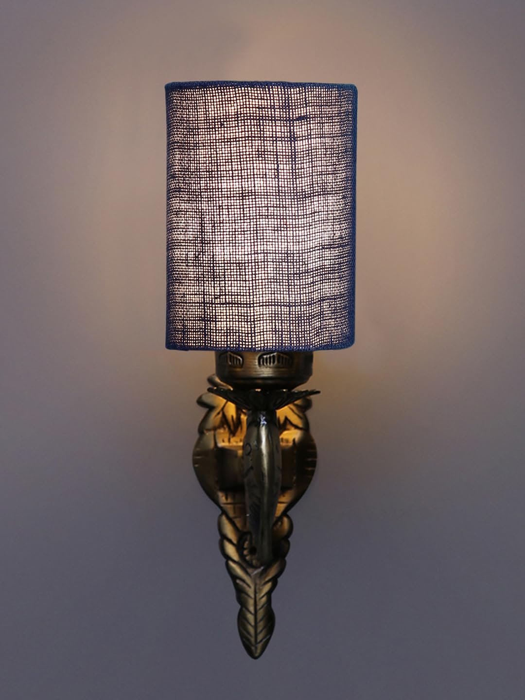 Antique Gold Wall Lamp for Office/Home/Gifting with Jute Blue Shade(8x4.25x11) Inches -102