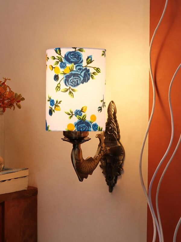 Antique Gold Wall Lamp for Office/Home/Gifting with Cotton Printed Shade(8×4.25×11) Inches -103