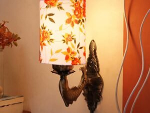 Antique Gold Wall Lamp for Office/Home/Gifting with Cotton Printed Shade(8×4.25×11) Inches -104