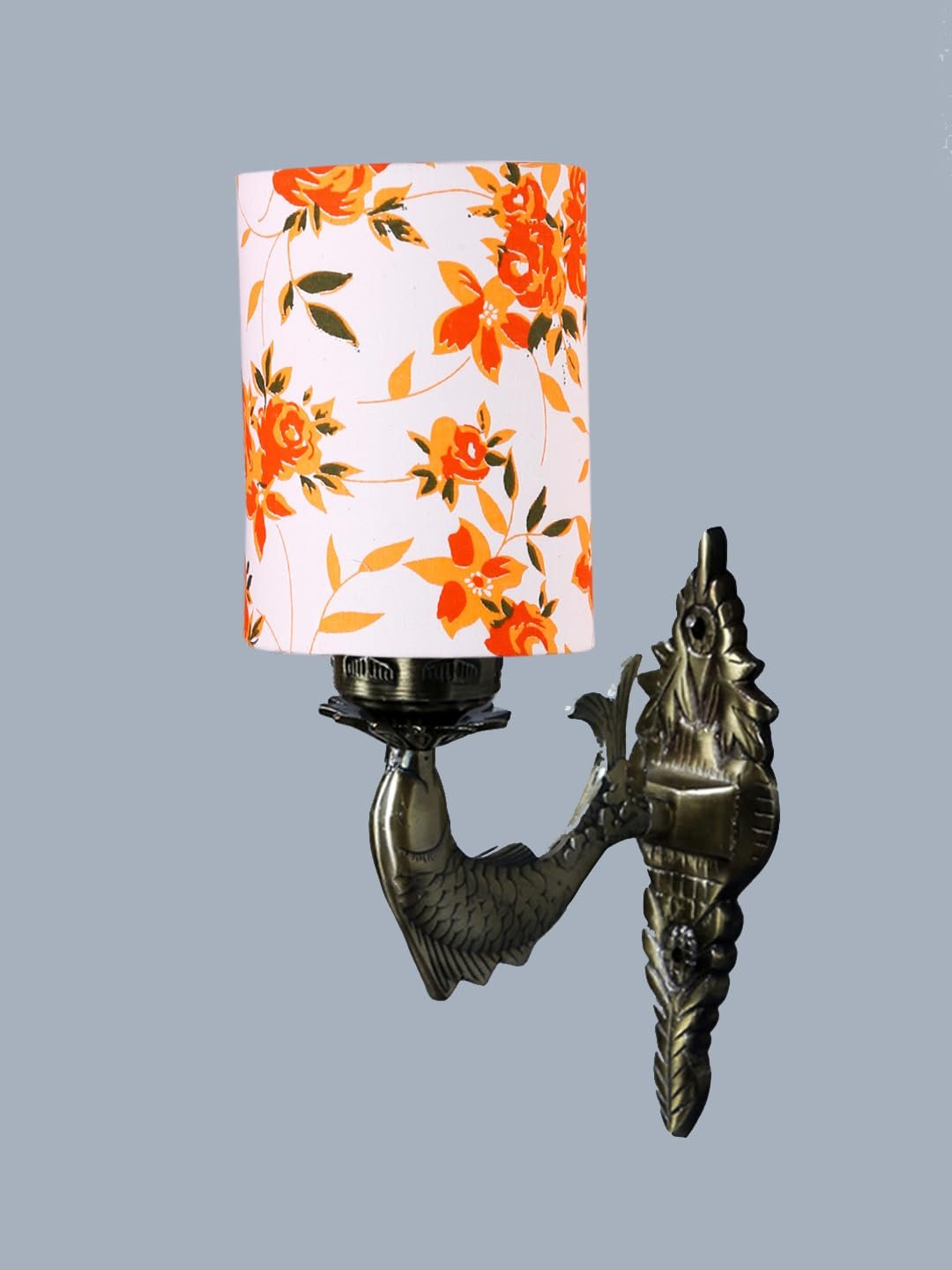 Antique Gold Wall Lamp for Office/Home/Gifting with Cotton Printed Shade(8x4.25x11) Inches -104