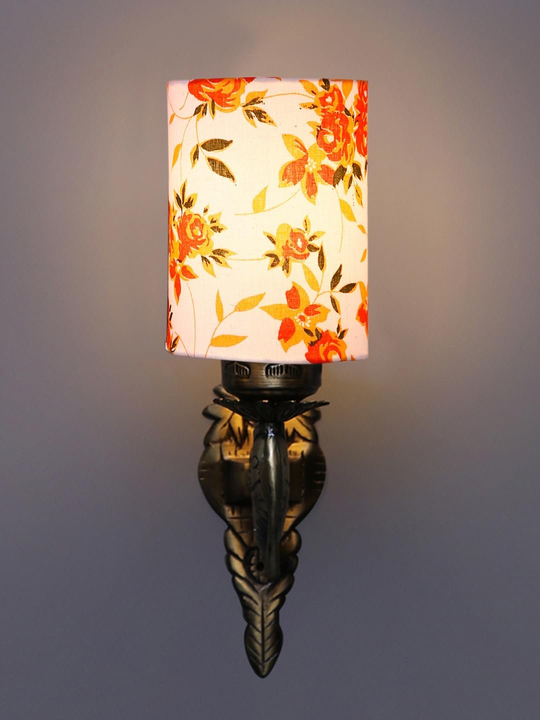Antique Gold Wall Lamp for Office/Home/Gifting with Cotton Printed Shade(8x4.25x11) Inches -104