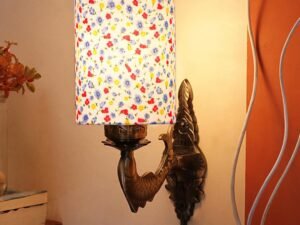 Antique Gold Wall Lamp for Office/Home/Gifting with Cotton Printed Shade(8×4.25×11) Inches -1