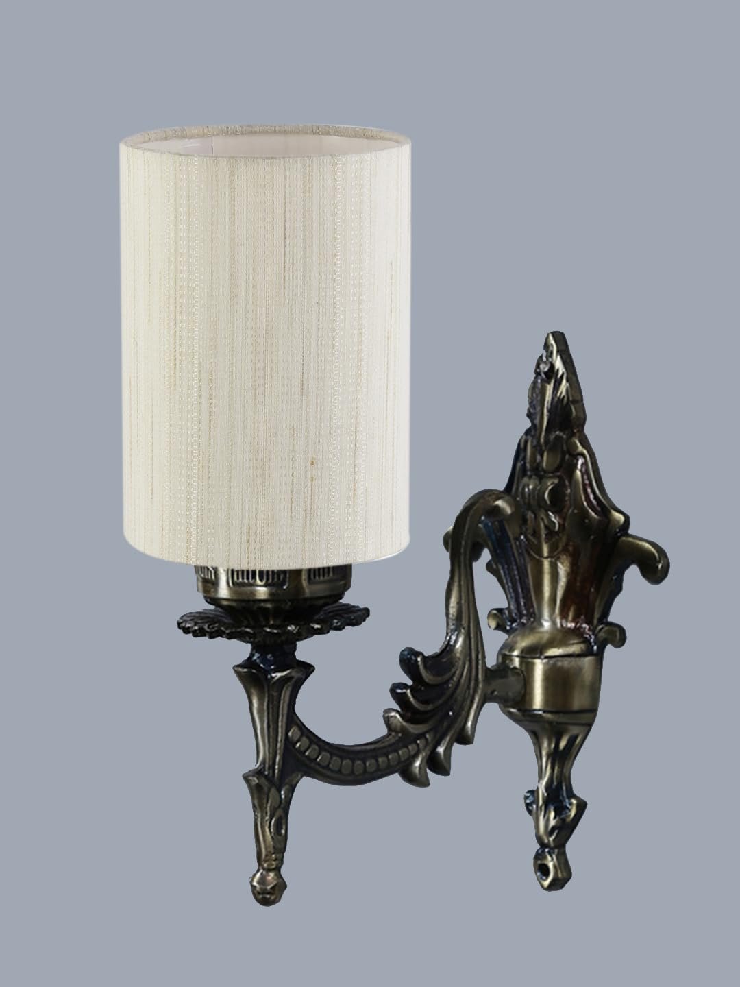 Antique Gold Wall Lamp for Office/Home/Gifting with Cotton Off-White Shade(8x4.25x11) Inches -106