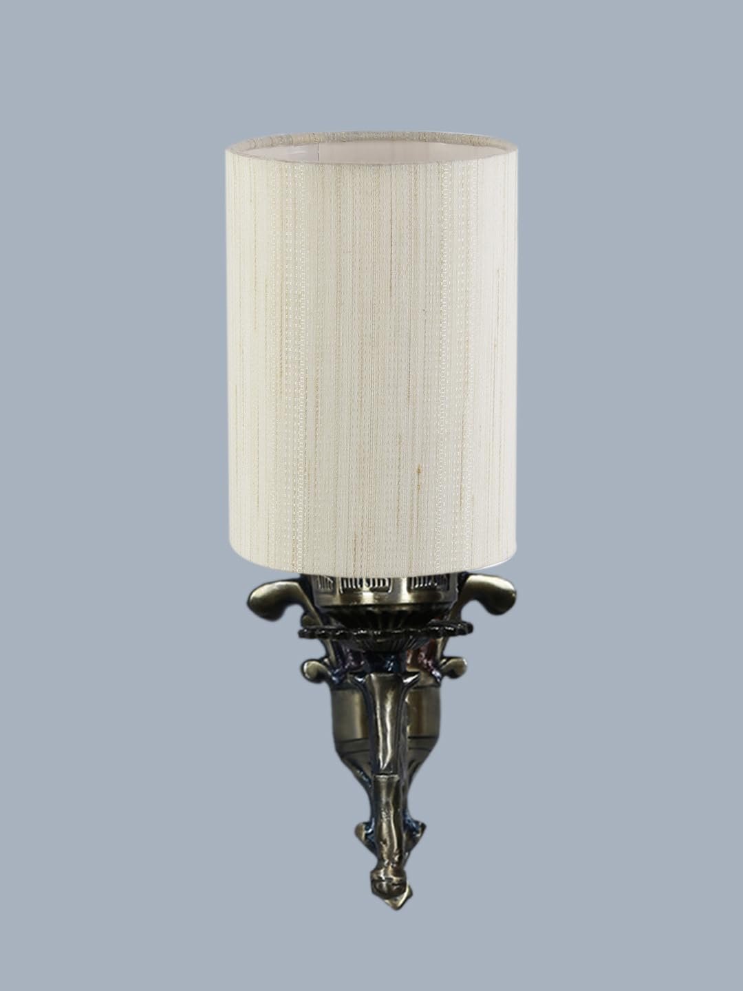 Antique Gold Wall Lamp for Office/Home/Gifting with Cotton Off-White Shade(8x4.25x11) Inches -106