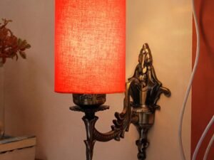 Antique Gold Wall Lamp for Office/Home/Gifting with Cotton Orange Shade(8×4.25×11) Inches -109