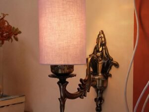 Antique Gold Wall Lamp for Office/Home/Gifting with Cotton Grey Shade(8×4.25×11) Inches -111