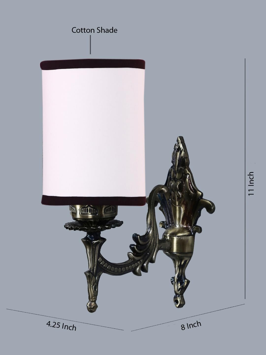 Antique Gold Wall Lamp for Office/Home/Gifting with Cotton White & Black Shade(8x4.25x11) Inches-112