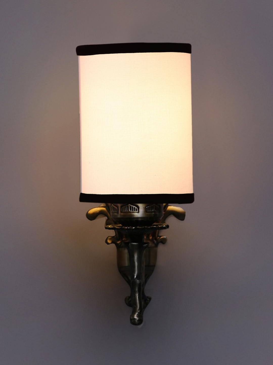 Antique Gold Wall Lamp for Office/Home/Gifting with Cotton White & Black Shade(8x4.25x11) Inches-112
