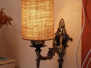 Antique Gold Wall Lamp for Office/Home/Gifting with Jute Beige Shade(8×4.25×11) Inches