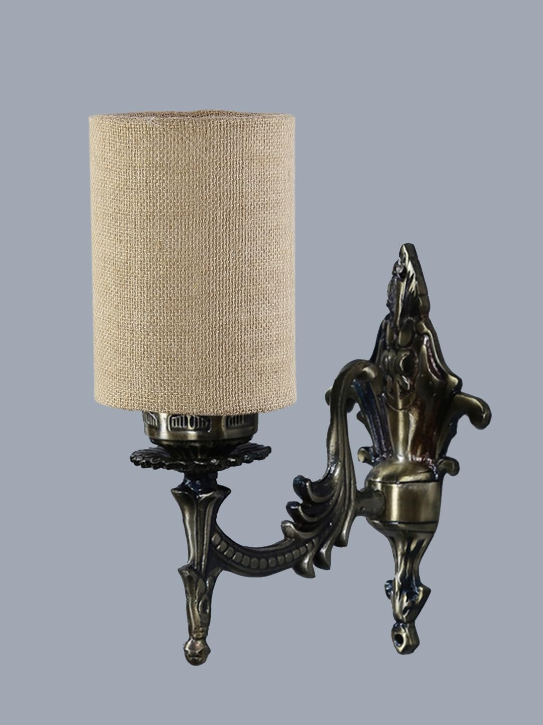 Antique Gold Wall Lamp for Office/Home/Gifting with Jute Beige Shade(8x4.25x11) Inches