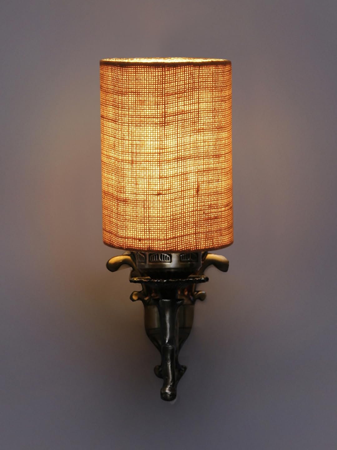 Antique Gold Wall Lamp for Office/Home/Gifting with Jute Beige Shade(8x4.25x11) Inches