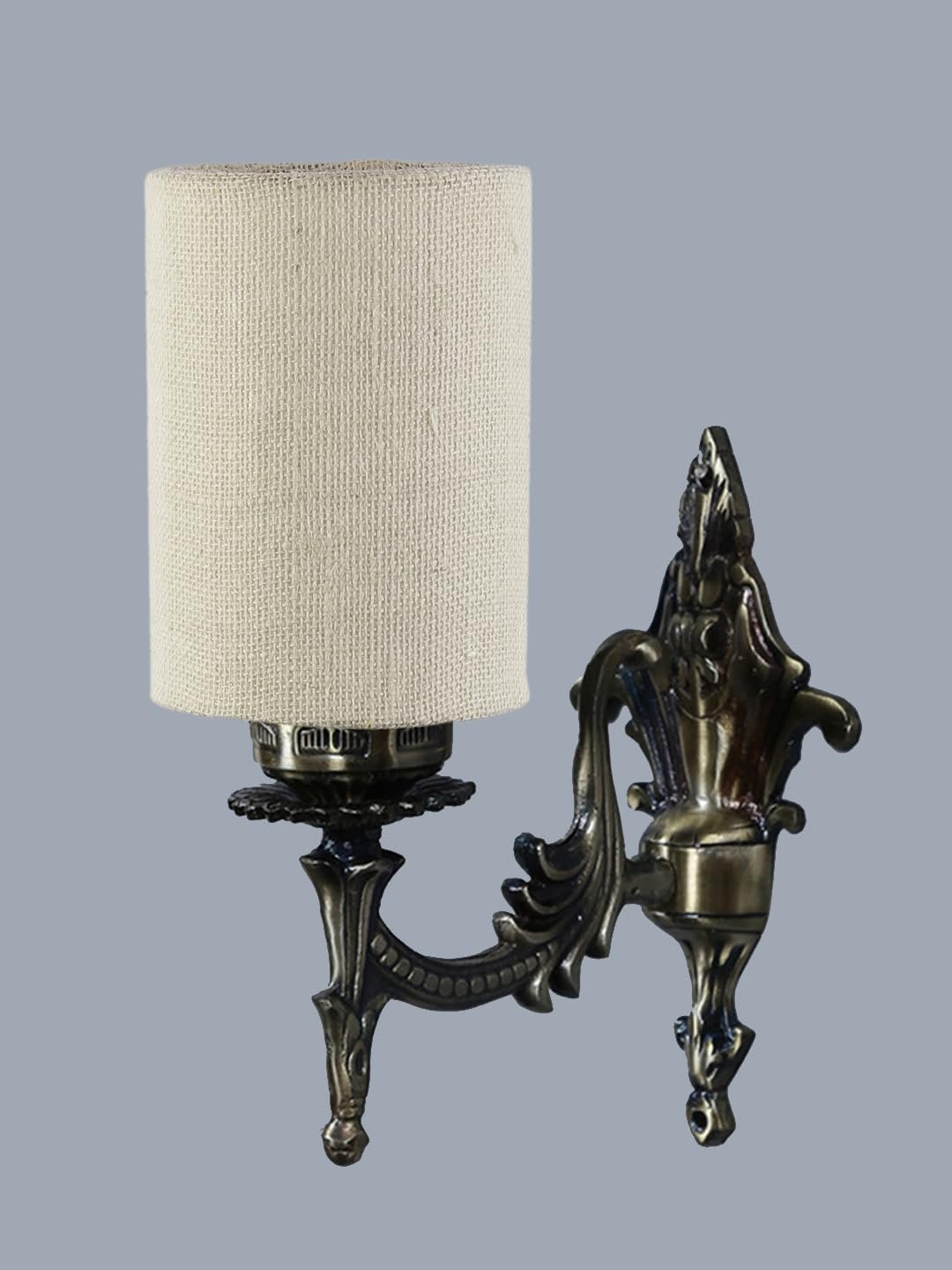 Antique Gold Wall Lamp for Office/Home/Gifting with Jute White Shade(8x4.25x11) Inches