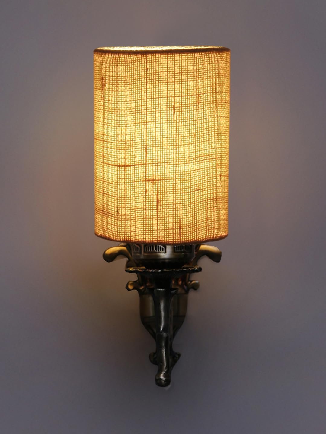 Antique Gold Wall Lamp for Office/Home/Gifting with Jute White Shade(8x4.25x11) Inches