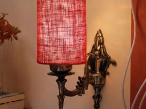 Antique Gold Wall Lamp for Office/Home/Gifting with Jute Maroon Shade(8×4.25×11) Inches