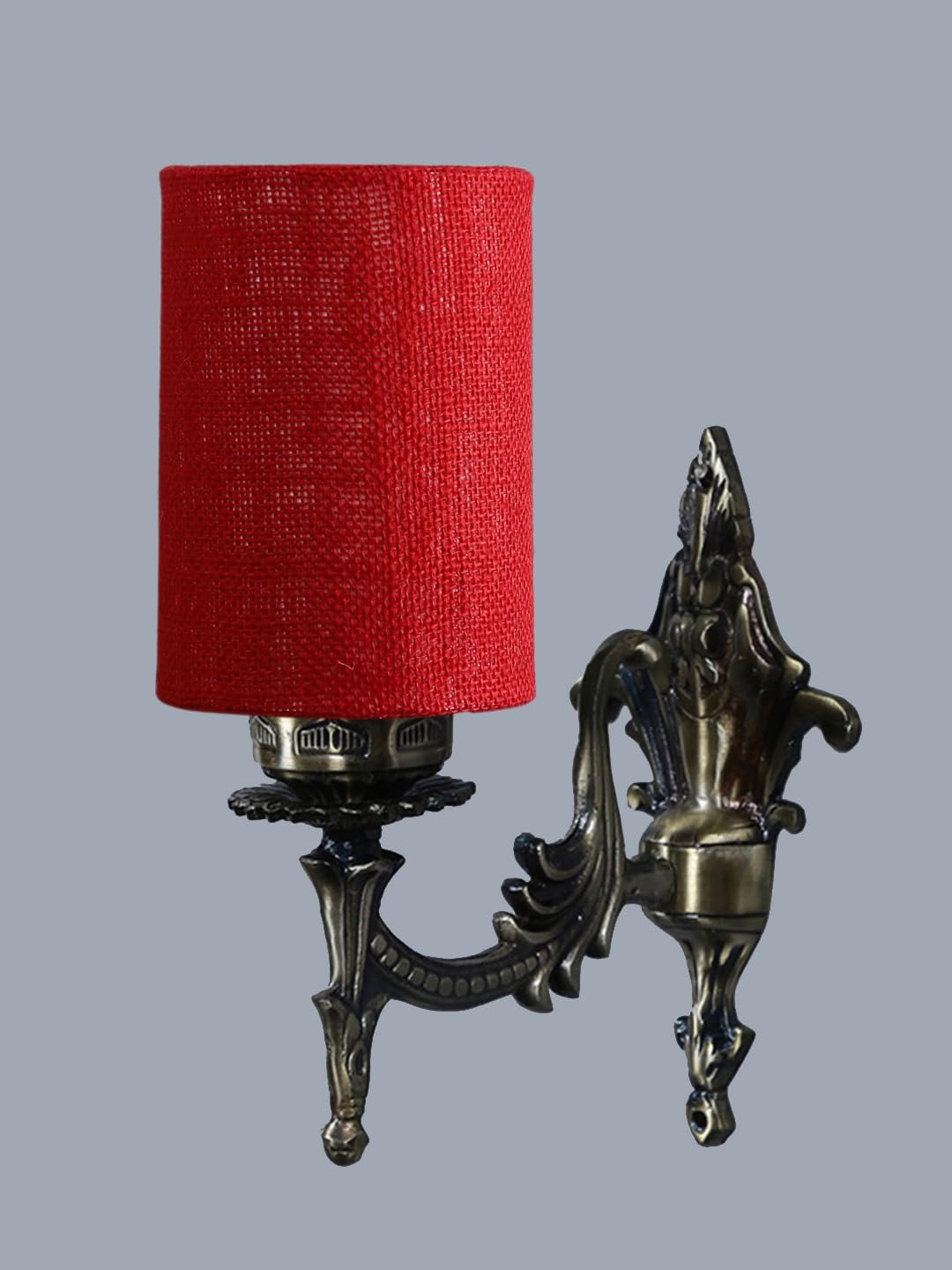 Antique Gold Wall Lamp for Office/Home/Gifting with Jute Maroon Shade(8x4.25x11) Inches