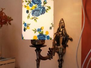 Antique Gold Wall Lamp for Office/Home/Gifting with Cotton Printed Shade(8×4.25×11) Inches -118