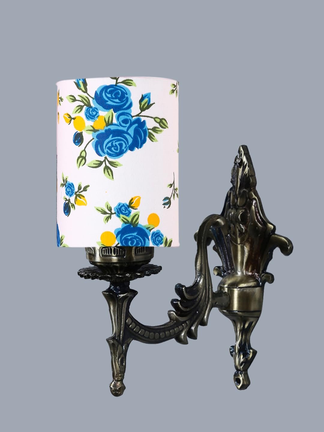 Antique Gold Wall Lamp for Office/Home/Gifting with Cotton Printed Shade(8x4.25x11) Inches -118