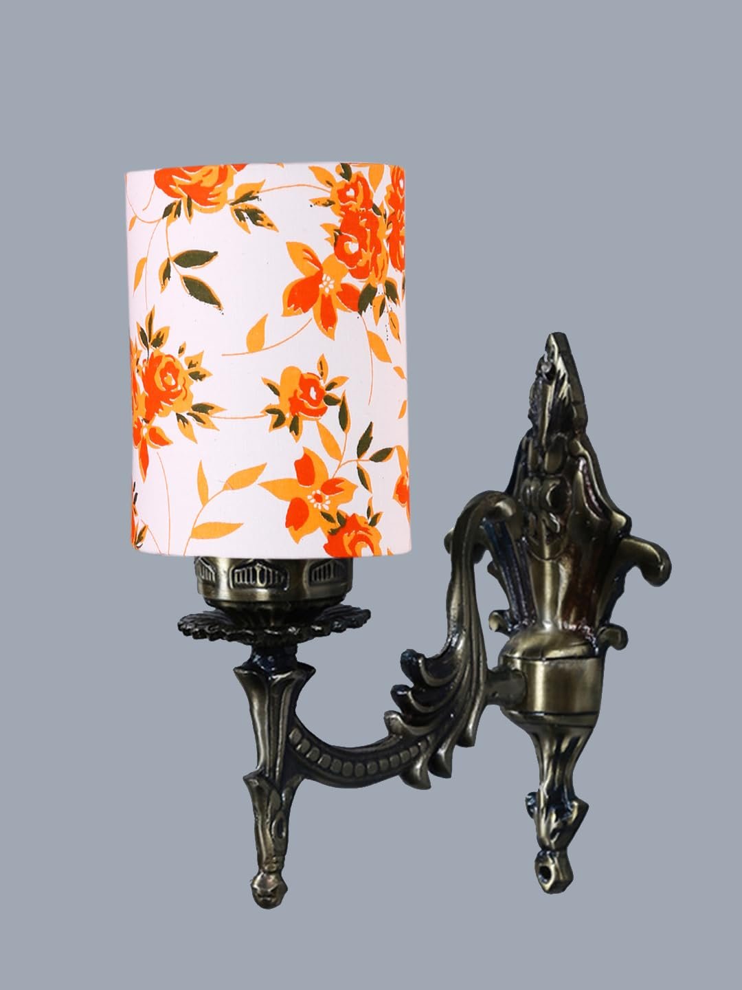 Antique Gold Wall Lamp for Office/Home/Gifting with Cotton Printed Shade(8x4.25x11) Inches -119