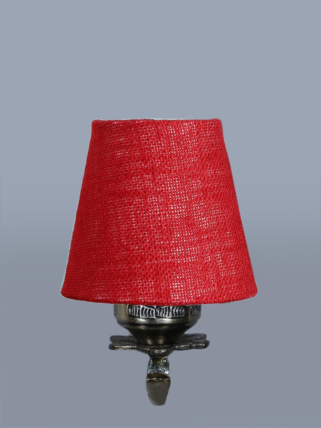 Antique Gold Wall Lamp for Office/Home/Gifting with Jute conical Maroon Shade(7x5.5x9.25) Inches -11