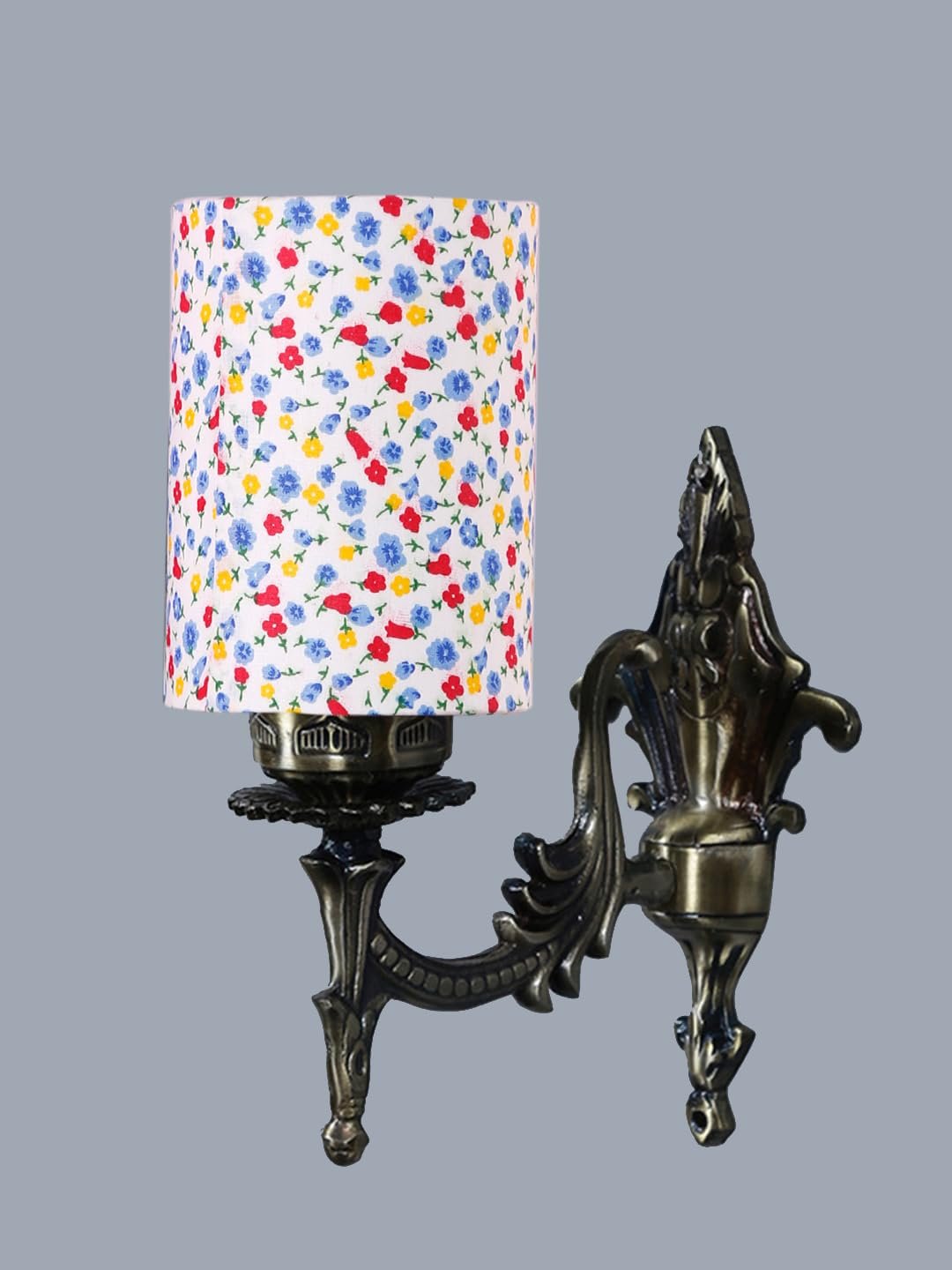 Antique Gold Wall Lamp for Office/Home/Gifting with Cotton Printed Shade(8x4.25x11) Inches -120