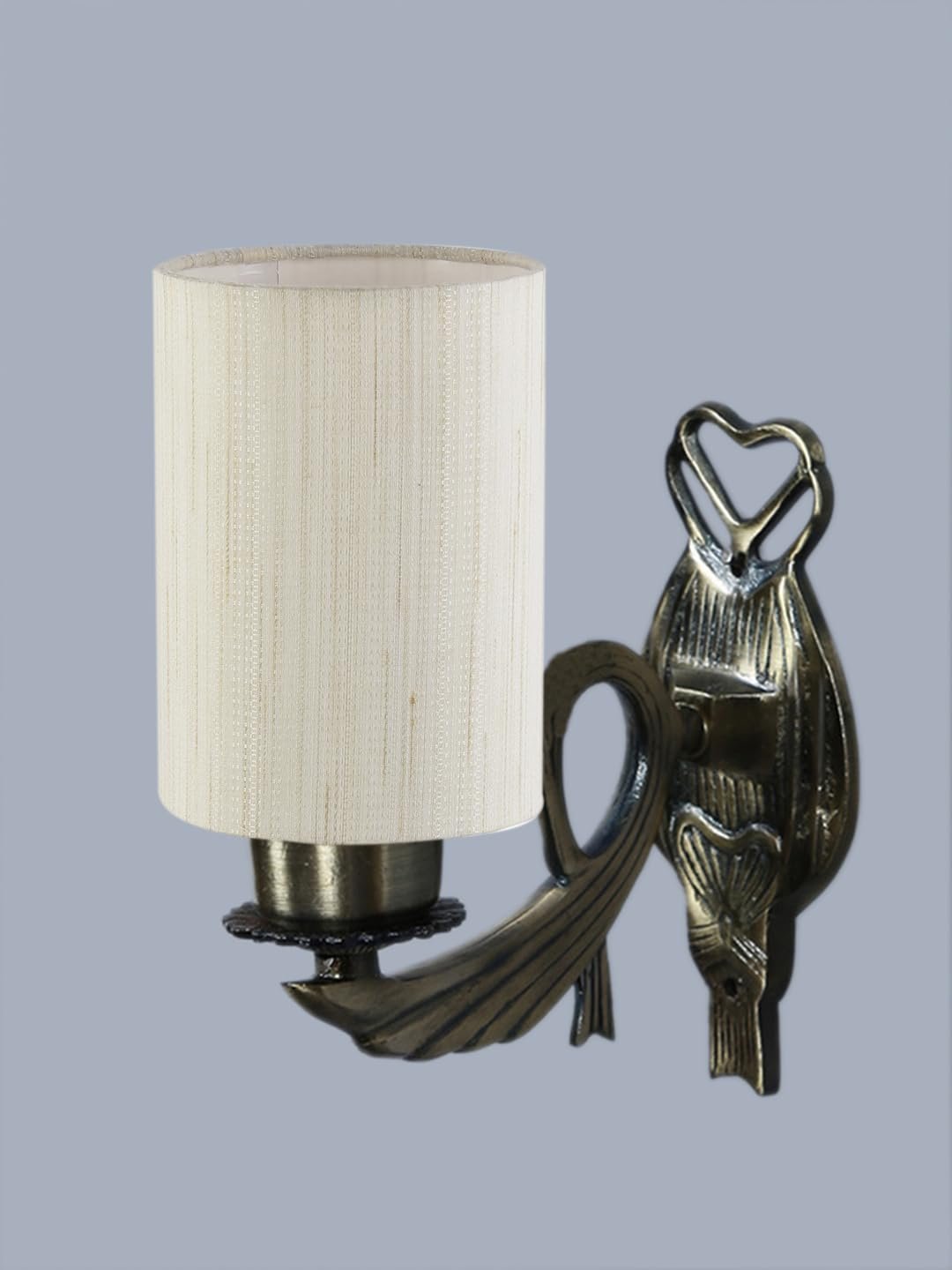 Antique Gold Wall Lamp for Office/Home/Gifting with Cotton Off-White Shade(8x4.25x11) Inches -121