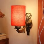 Antique Gold Wall Lamp for Office/Home/Gifting with Cotton Orange Shade(8×4.25×11) Inches -124
