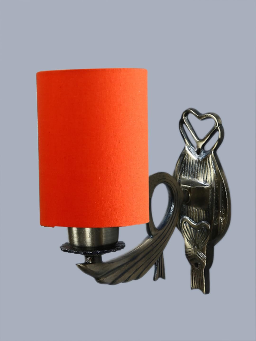 Antique Gold Wall Lamp for Office/Home/Gifting with Cotton Orange Shade(8x4.25x11) Inches -124