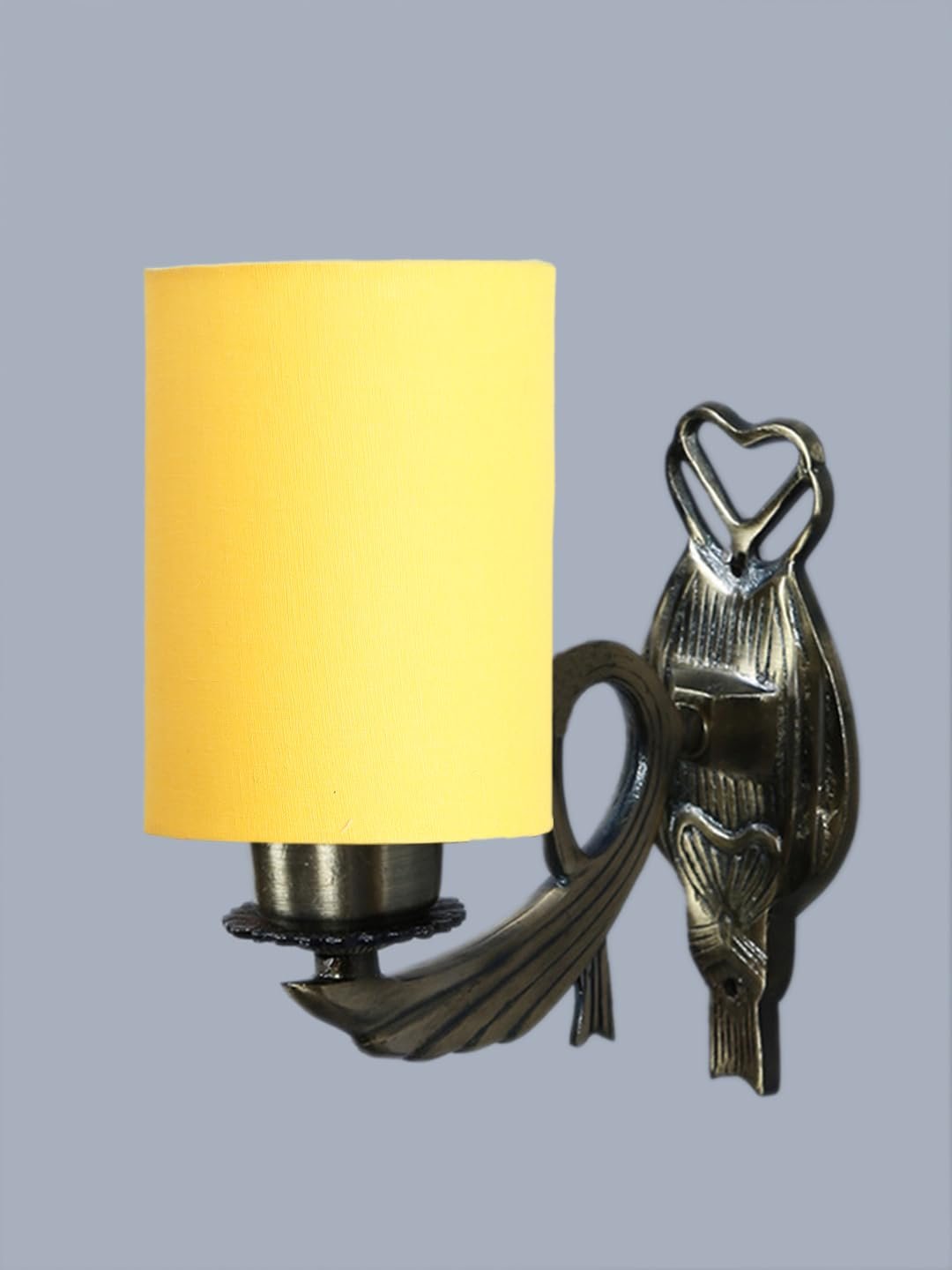 Antique Gold Wall Lamp for Office/Home/Gifting with Cotton Yellow Shade(8x4.25x11) Inches -125