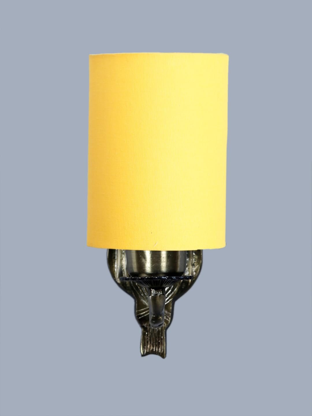 Antique Gold Wall Lamp for Office/Home/Gifting with Cotton Yellow Shade(8x4.25x11) Inches -125
