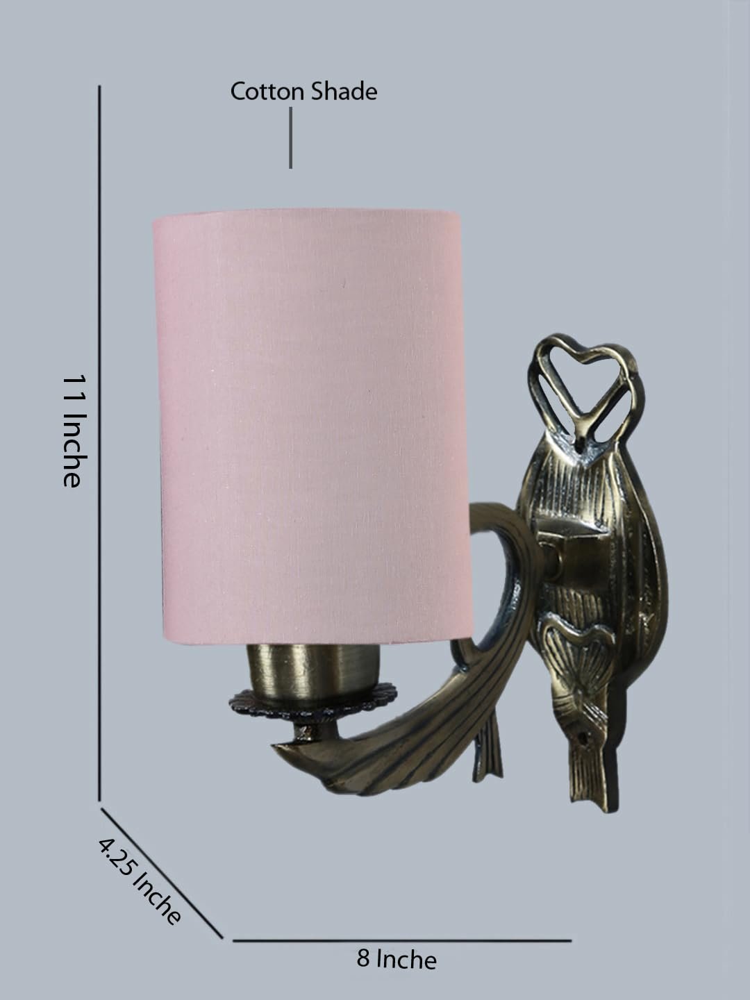 Antique Gold Wall Lamp for Office/Home/Gifting with Cotton Grey Shade(8x4.25x11) Inches -126