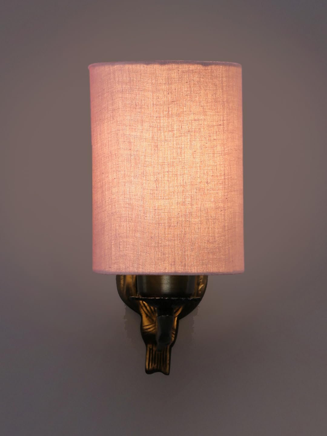 Antique Gold Wall Lamp for Office/Home/Gifting with Cotton Grey Shade(8x4.25x11) Inches -126