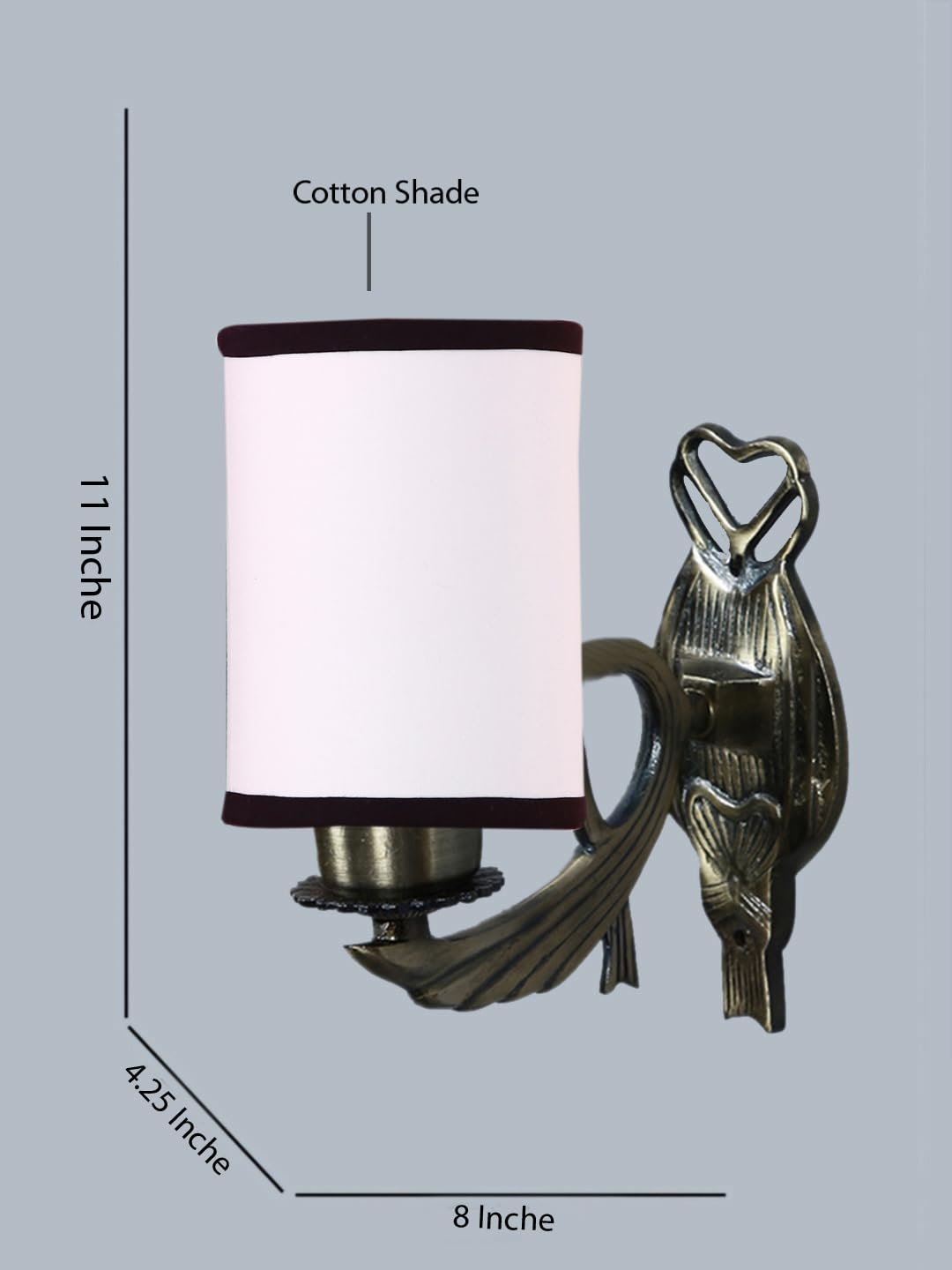 Antique Gold Wall Lamp for Office/Home/Gifting with Cotton White & Black Shade(8x4.25x11) Inches -127