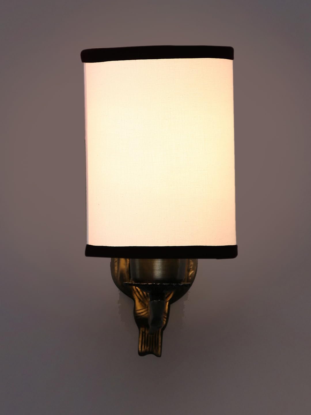 Antique Gold Wall Lamp for Office/Home/Gifting with Cotton White & Black Shade(8x4.25x11) Inches -127