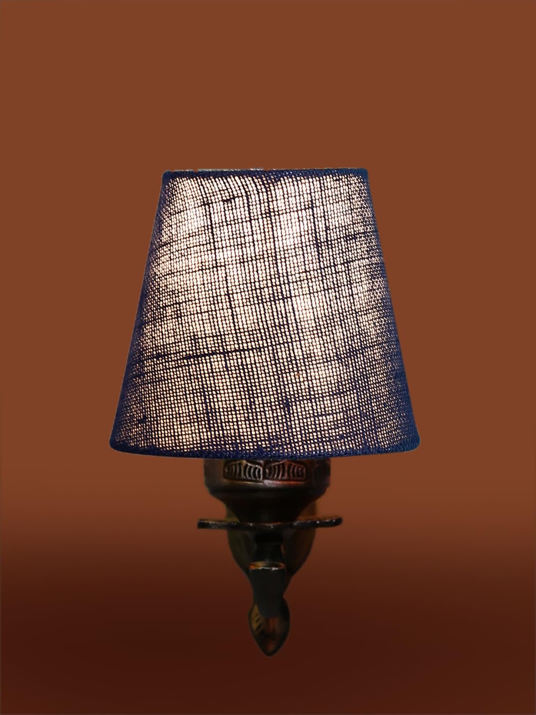 Antique Gold Wall Lamp for Office/Home/Gifting with Jute conical Blue Shade(7x5.5x9.25) Inches -13