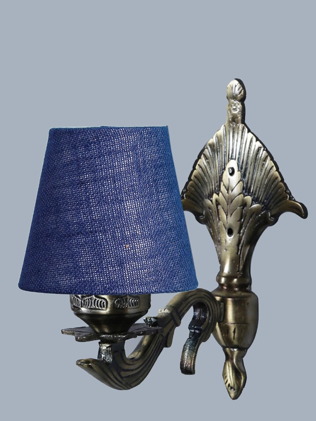 Antique Gold Wall Lamp for Office/Home/Gifting with Jute conical Blue Shade(7x5.5x9.25) Inches -13